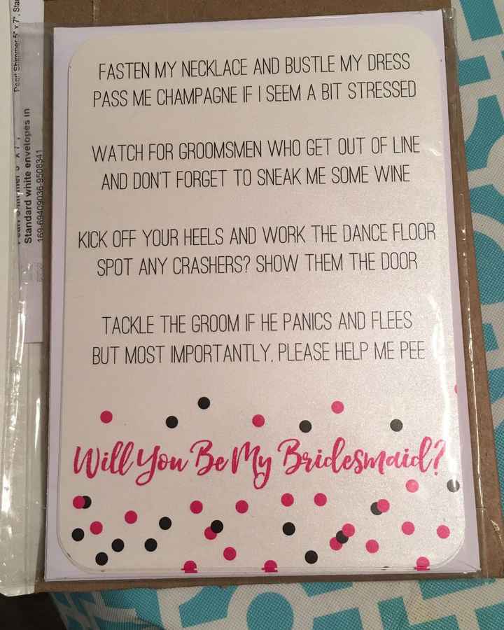 Will you be my MOH and BMs ideas?