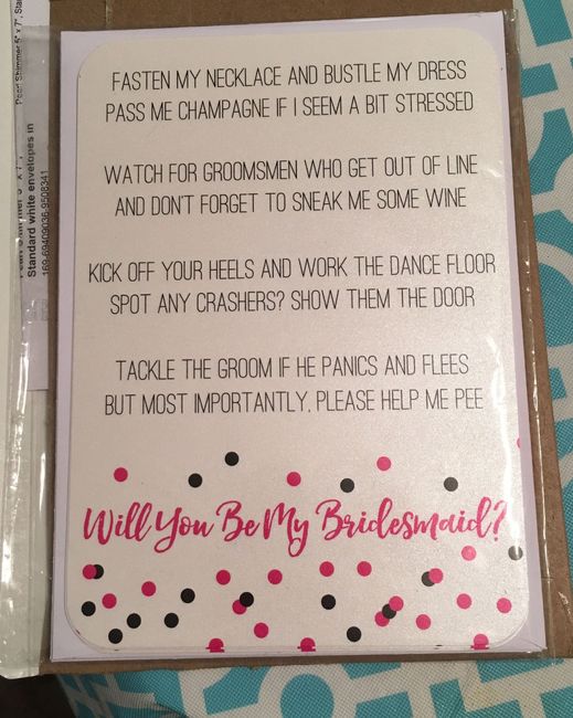 Will you be my MOH and BMs ideas?