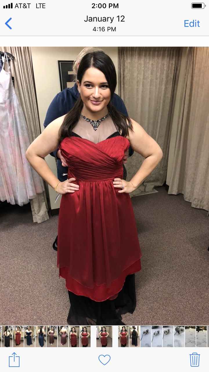 Red Dress with Black Necklace