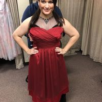 Red Dress with Black Necklace