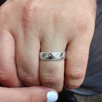 My groom's ring arrived yesterday! White gold, hand engraved. It's gorgeous!! - 1