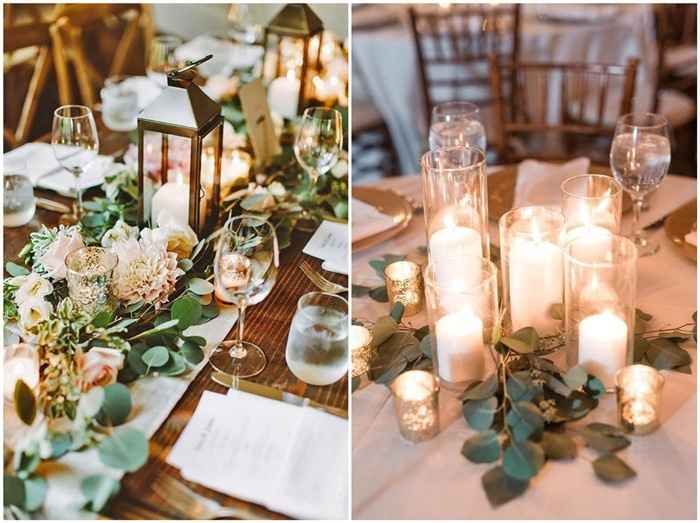 glass greenery candles