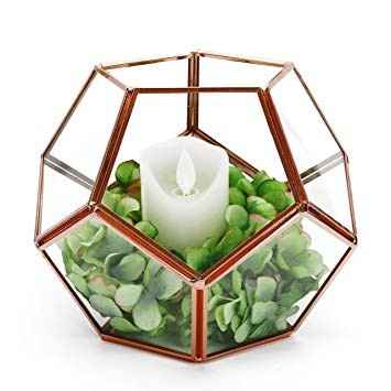 hexagon with greenery and candle