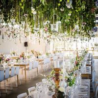 hanging greenery and lights