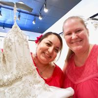 Taking advantage of a sample sale with my Matron of Honor!