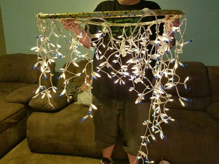 Hula hoop chandeliers
