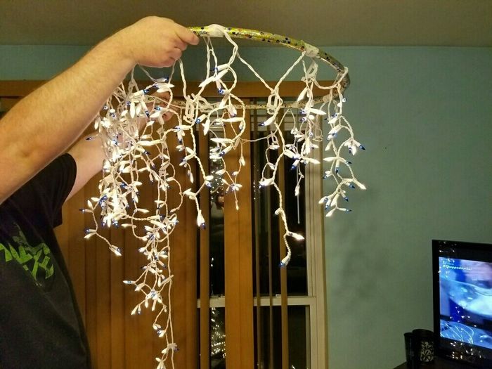 Hula hoop chandeliers
