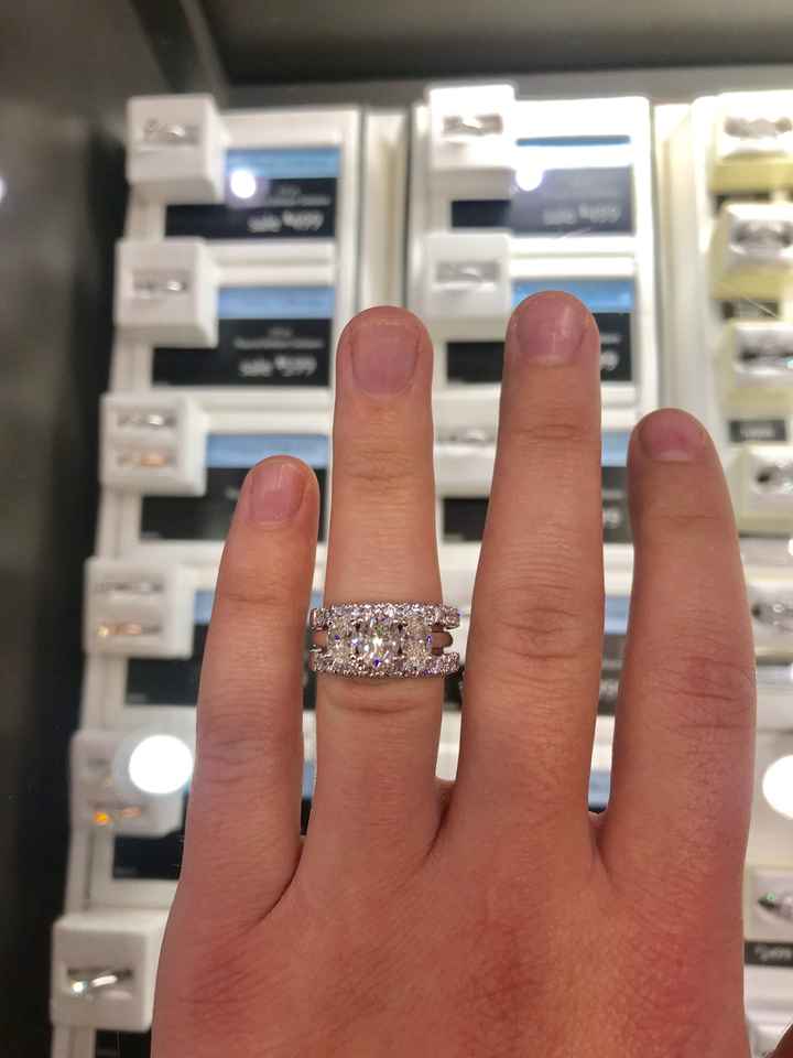 Blingy double wedding band to enhance small diamond - 1