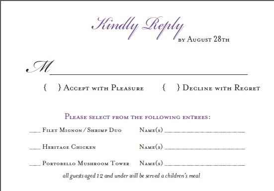 RSVP card question for those not having buffet dinner?