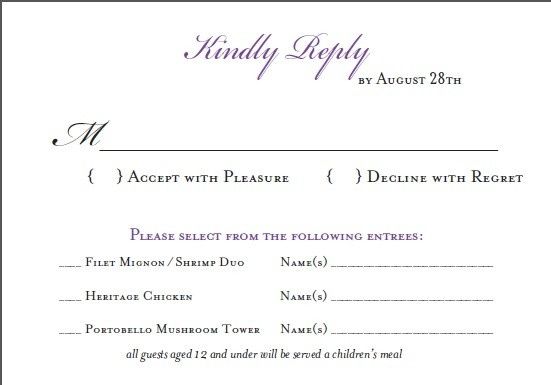 How to word menu options on response cards