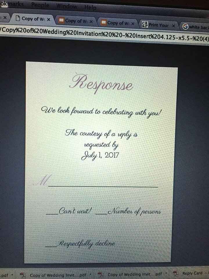 Response Card Wording