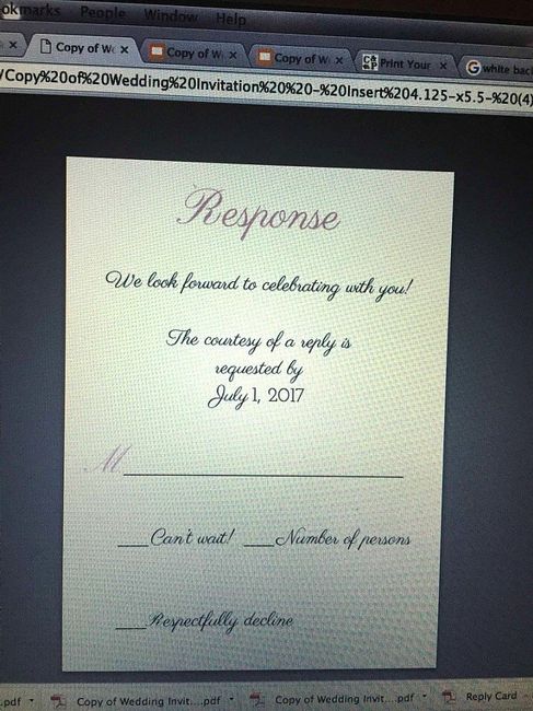 Response Card Wording