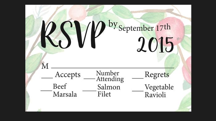 RSVP cards and menu choices for households