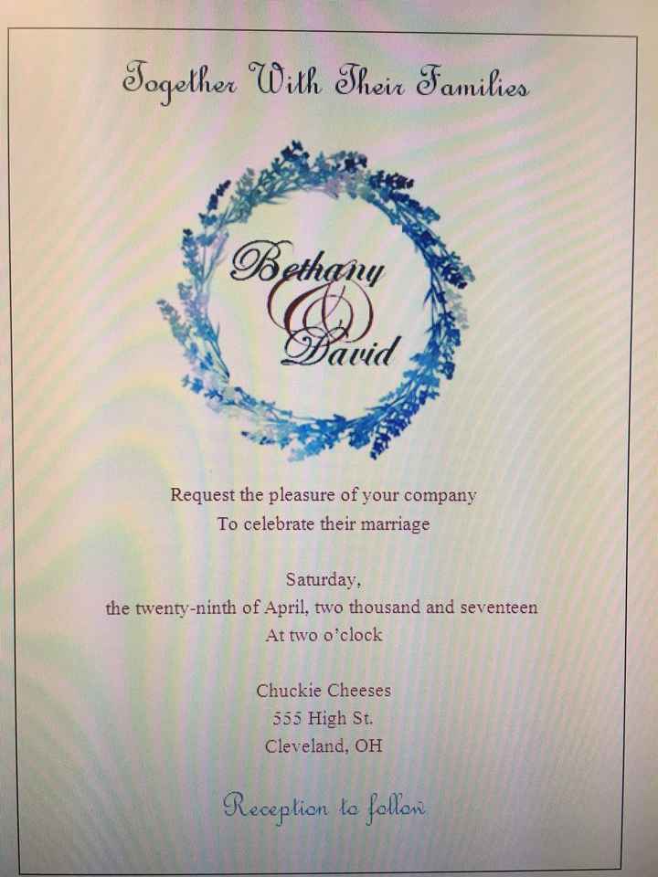 Opinions please before printing invites