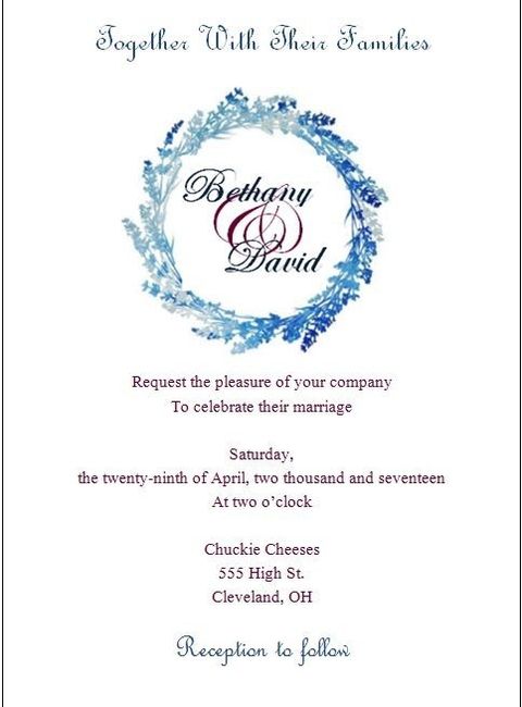 Opinions please before printing invites