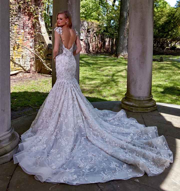 Wedding dress with draped sleeves and straps - 2