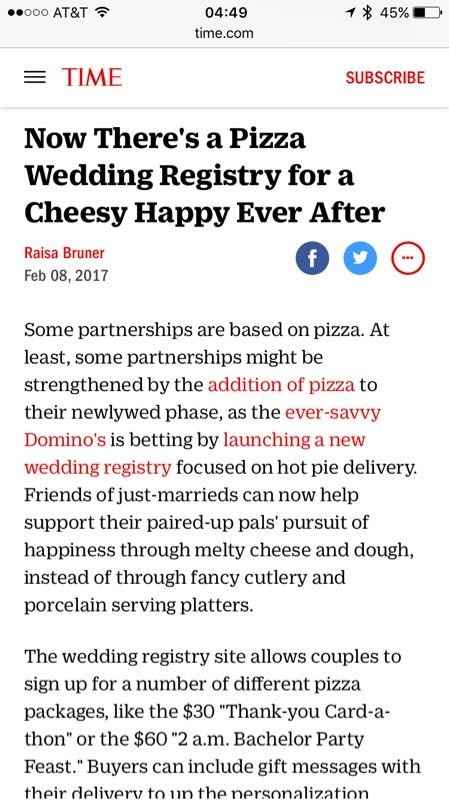 A pizza registry, seriously?
