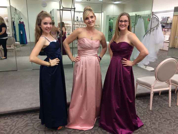 Help! Trying to pair bridesmaid dresses with my wedding gown!