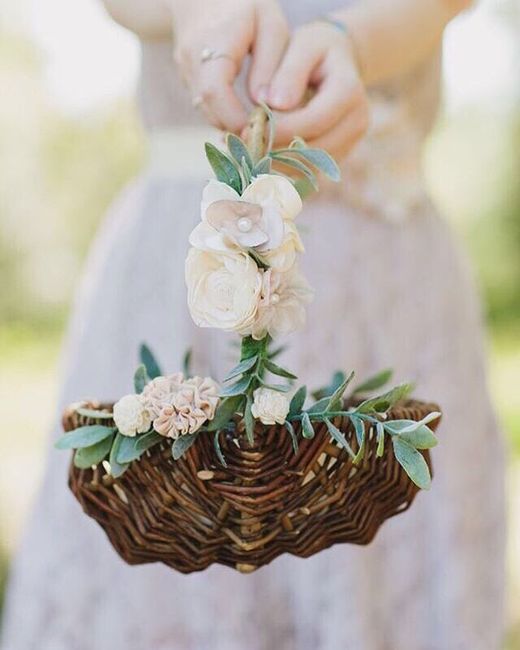 Flower girl basket/vase ideas for stemmed roses? 1