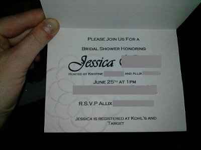 My DIY shower invites for FH's Cousin's Wedding