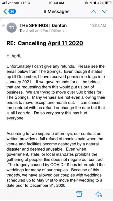 The Springs venue not giving us a refund :( - 1