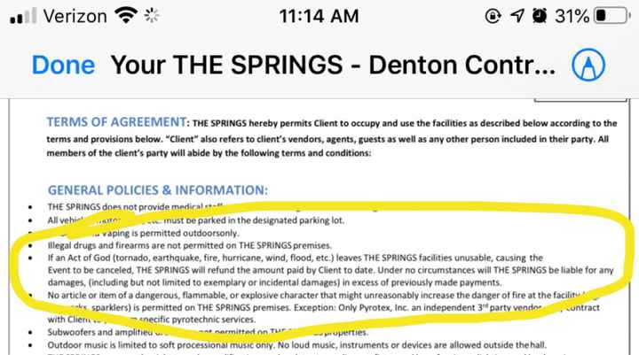 The Springs venue not giving us a refund :( - 4