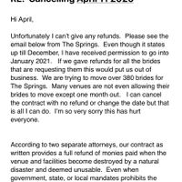 The Springs venue not giving us a refund :( - 1
