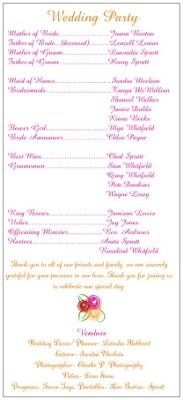 Please Critique My Wedding Programs ....
