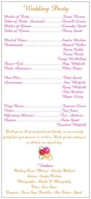 Please Critique My Wedding Programs ....