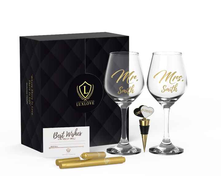 mr and mrs wine glass set for couples