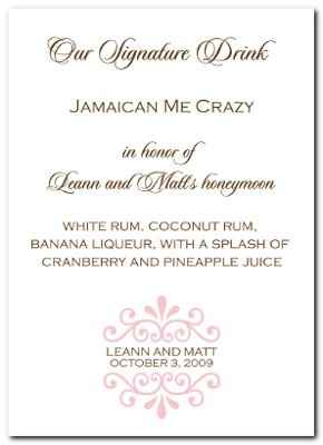Please Help! Signature Drink Sign