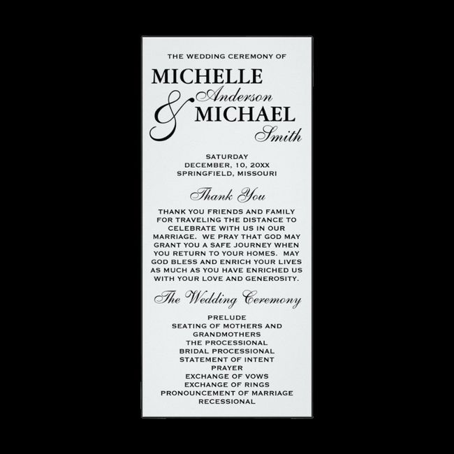 Wedding program question
