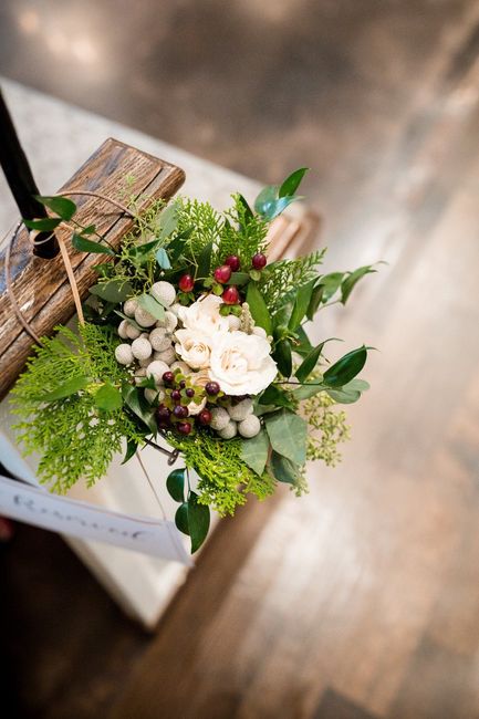 Posy Bouquets at the end of Pews