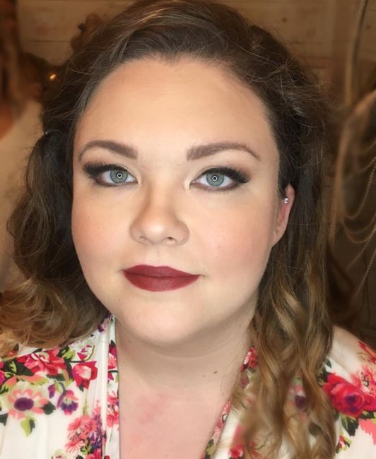 First makeup trial vs. actual wedding day look 2