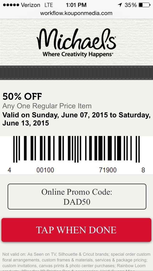 Psa- 50% off one item at Michael's