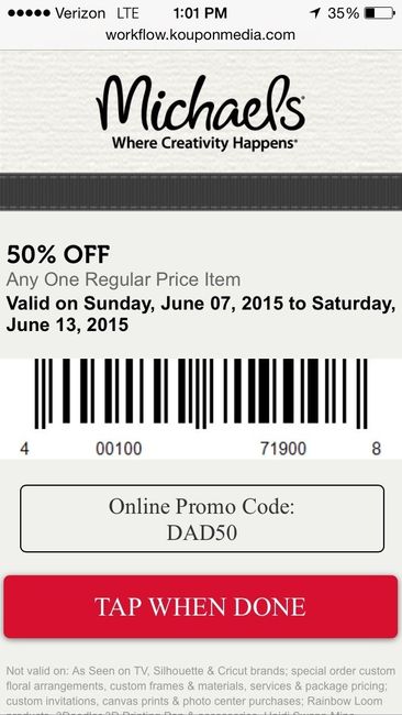 Psa- 50% off one item at Michael's