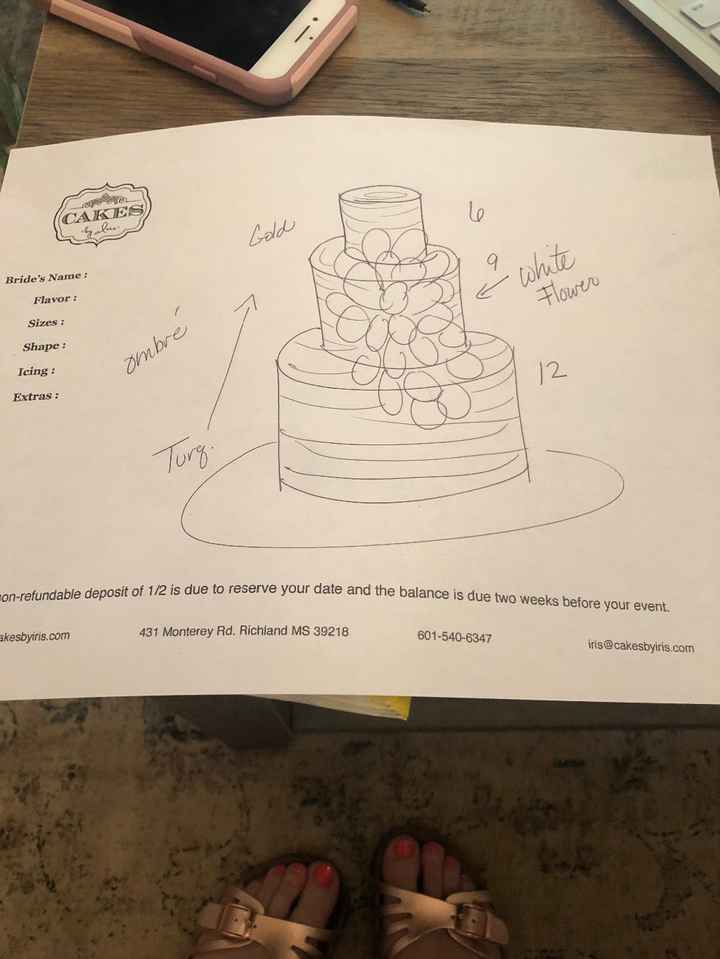 scetch of wedding cake design