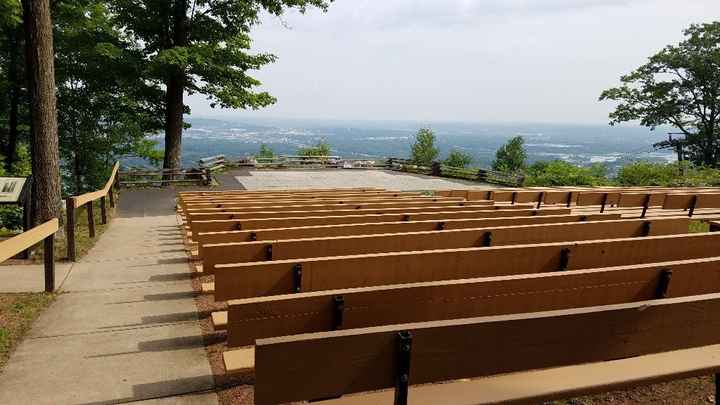 Our ceremony is taking place at Rib Mountain Amphitheater in Wausau, WI. It has such a beautiful bac