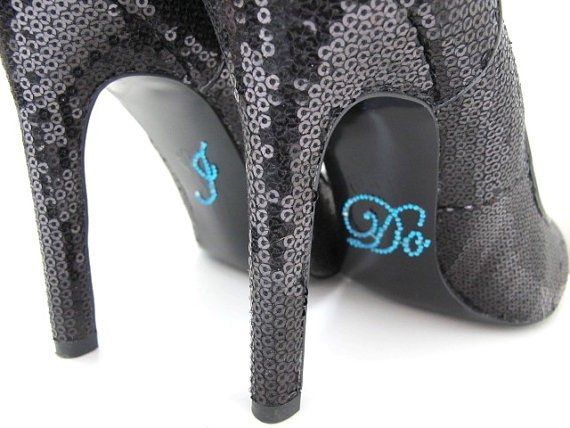 Cheap Blue "I Do" Rhinestone Crystals for Bride's Shoes