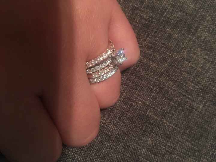 Wedding bands with different colored stones