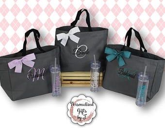 Personalized Tote and Tumbler (NO MOH or Bridemaid) Simply your name & initial