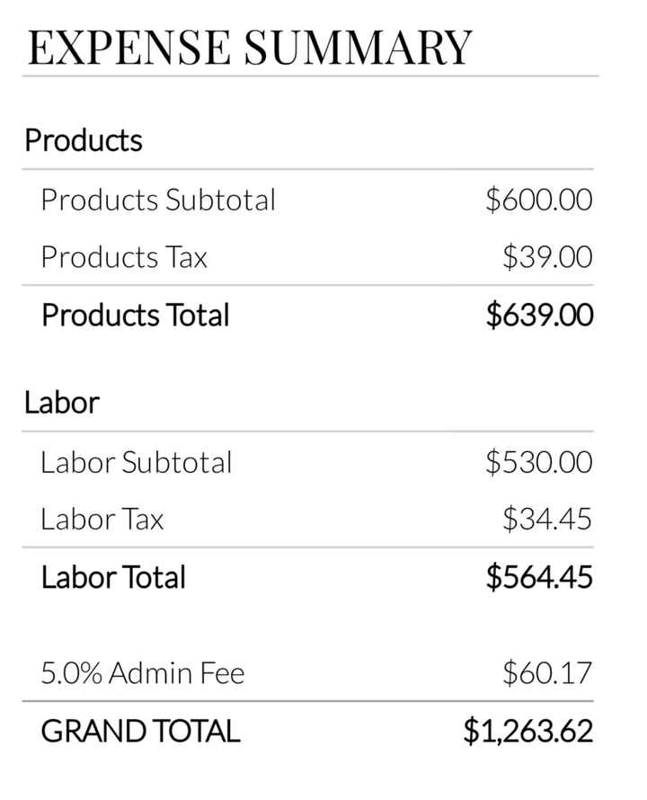 Florist Labor Charges - 1
