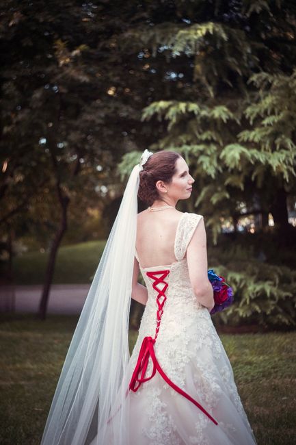 Back of my dress. I did it in red lacing so it would look like baseball seams!