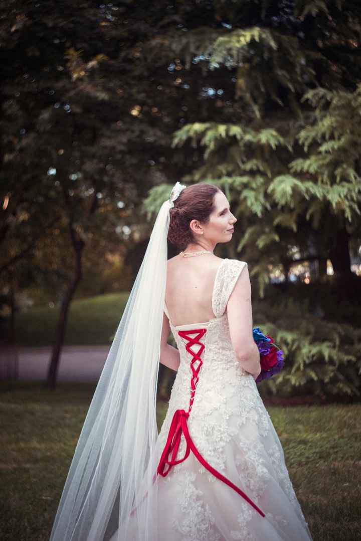 Back of my dress. I did it in red lacing so it would look like baseball seams!