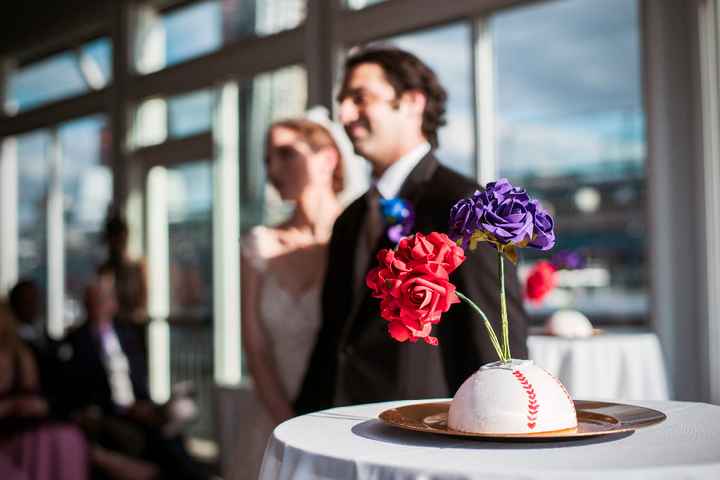 A DIY we did for the centerpieces/decor using the Budget Bride flowers.