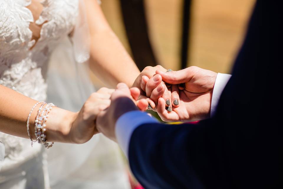 Couple holding hands