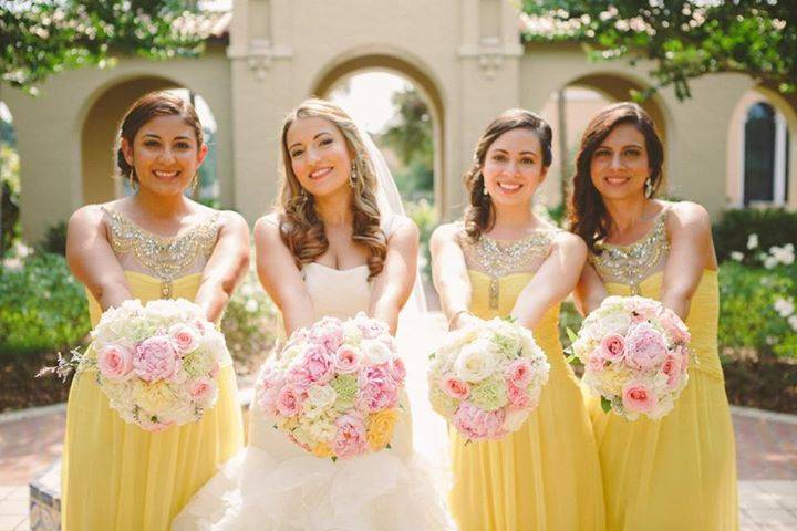 Bride and bridesmaids