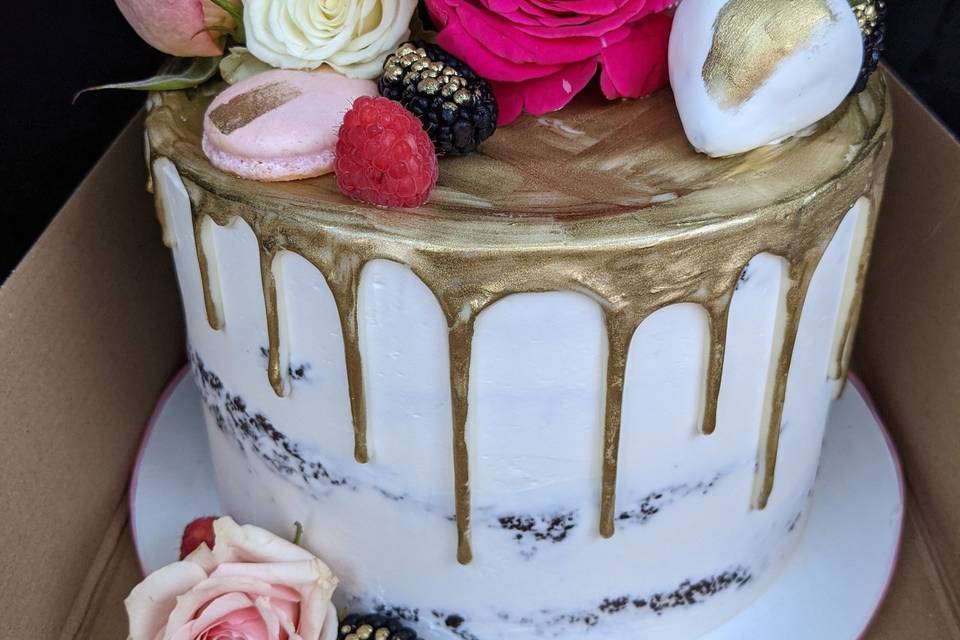 Painted Gold Drip Cake