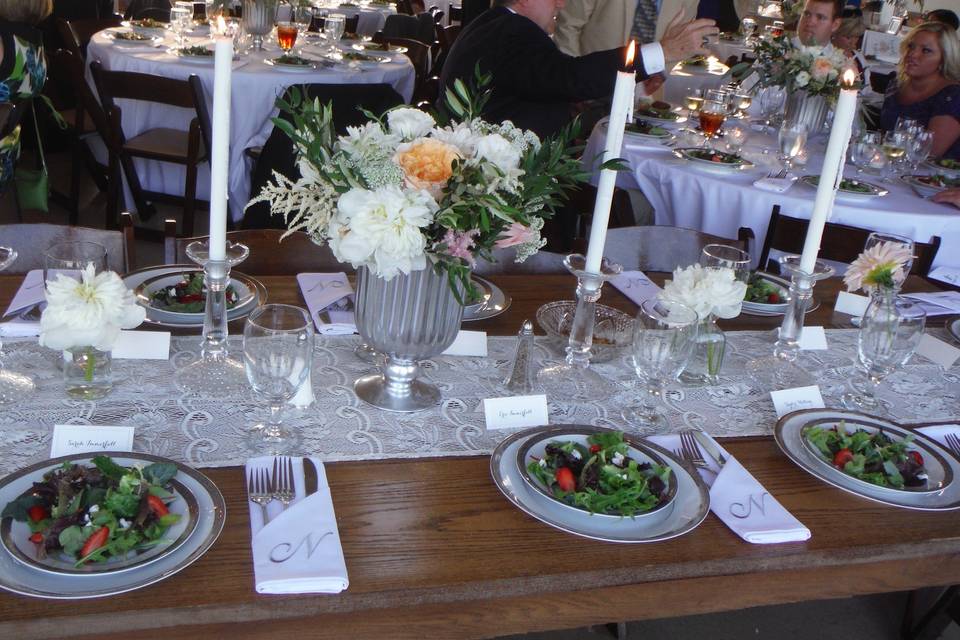 Table set with salads