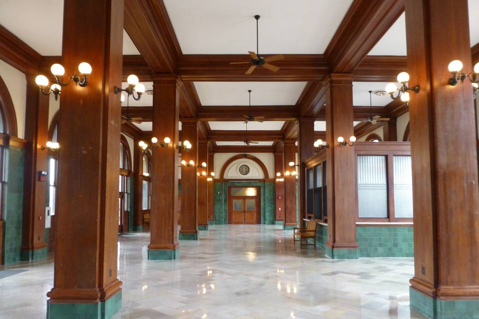 The Grand Lobby of the Railroad and Heritage Museum has been beautifully restored to its classic elegance.